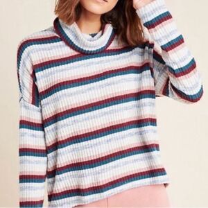 Anthropologie Saturday Sunday Pippa Hacci Striped Cowl Neck Ribbed Sweater